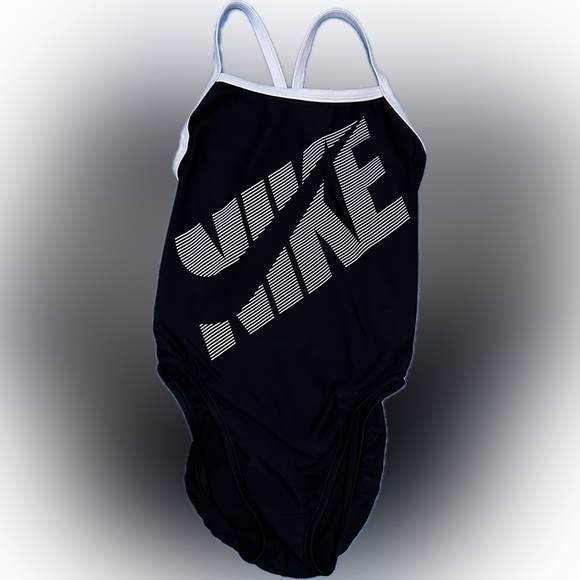 Nike Black Tilt Logo Racerback One-Piece Swimsuit. Size M - Picture 5 of 10